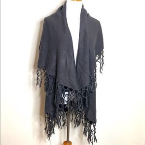 Look Grey Knit Fringe Shaw
